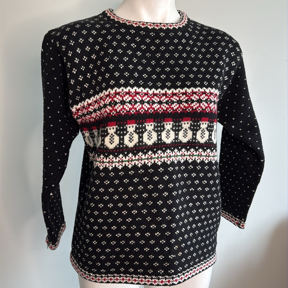 Vintage Erika Petites Snowman Ramie Cotton Sweater
